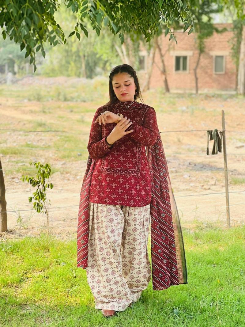 ZARISH 3PC SUIT WITH FARSI SALWAR